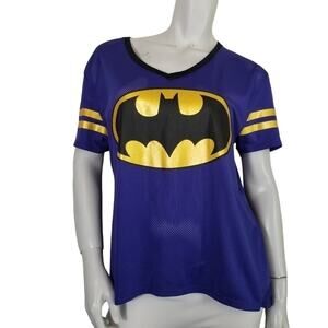 Batman JRS 2XL Jersey Mesh Purple Black Gold V Neck DC Comics